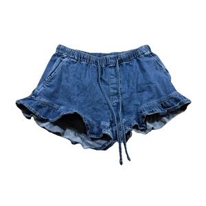 American Eagle Denim Ruffled Shorts Country Western Stretch Summer Festival‎ XS